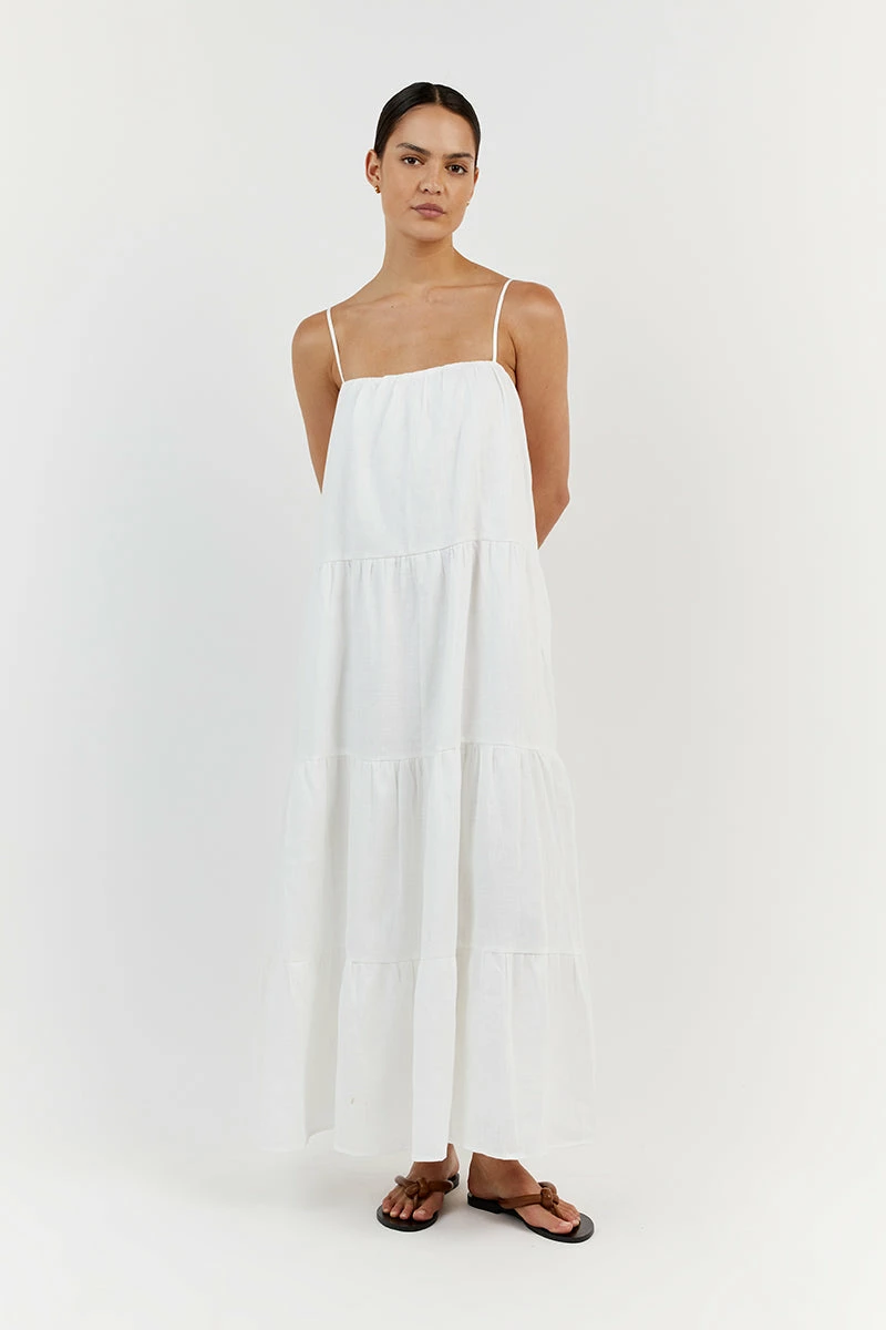 DISSH KINGSLEY WHITE LINEN MIDI DRESS 2 DISSH KINGSLEY WHITE LINEN MIDI DRESS - Image 2