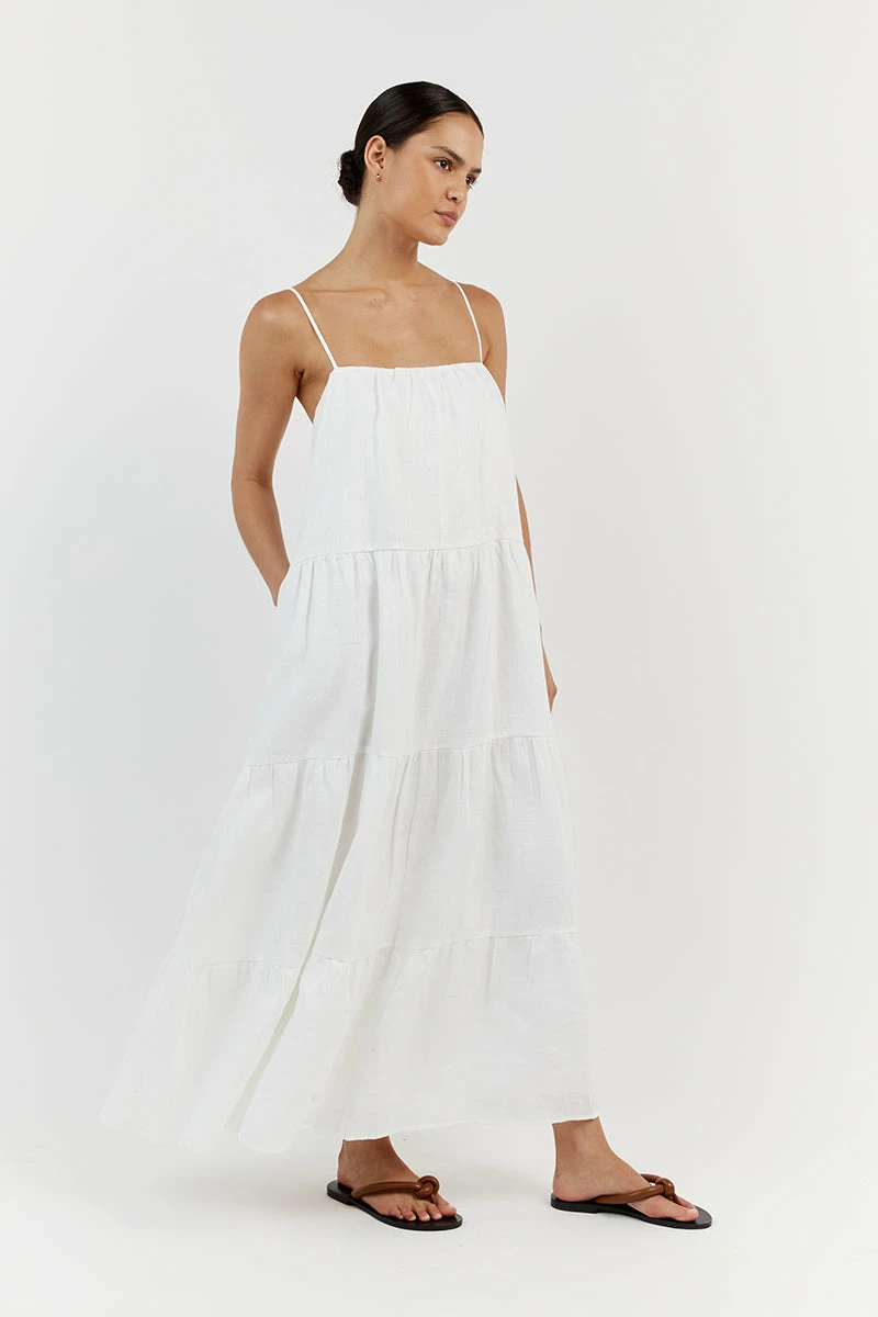 DISSH KINGSLEY WHITE LINEN MIDI DRESS 3 DISSH KINGSLEY WHITE LINEN MIDI DRESS - Image 3