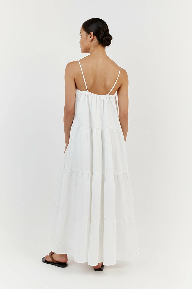 DISSH KINGSLEY WHITE LINEN MIDI DRESS 4 DISSH KINGSLEY WHITE LINEN MIDI DRESS - Image 4