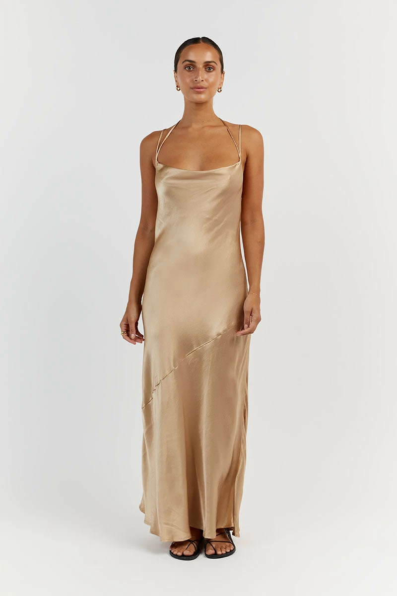 DISSH CHARLI GOLD SATIN MIDI DRESS 1 DISSH CHARLI GOLD SATIN MIDI DRESS