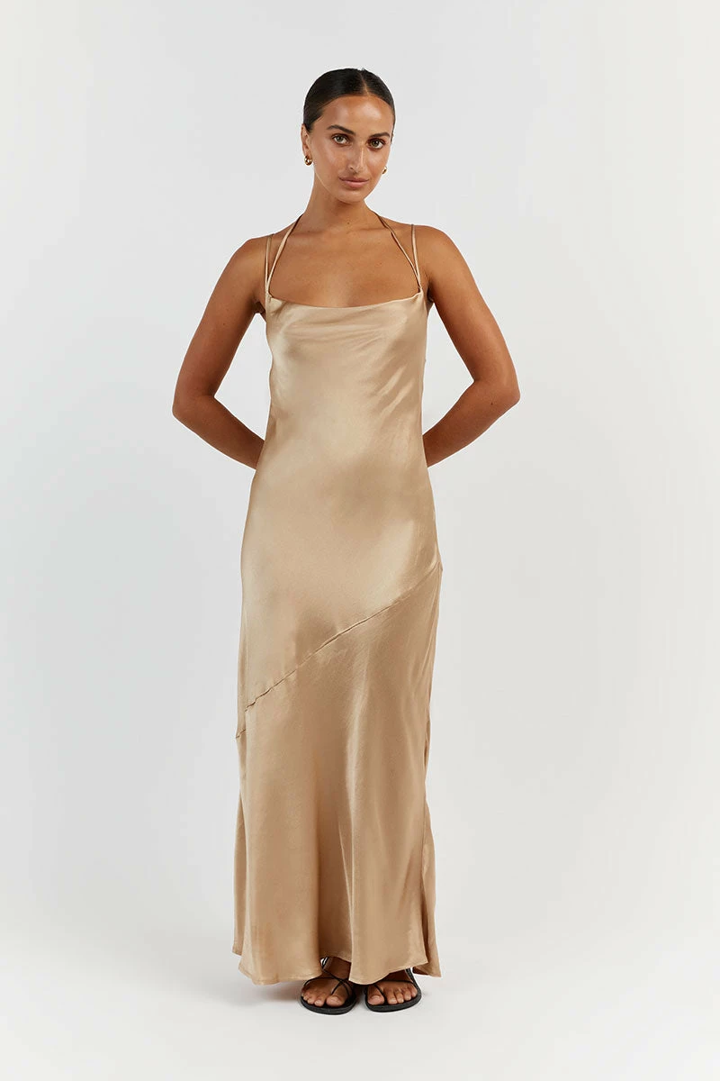 DISSH CHARLI GOLD SATIN MIDI DRESS 2 DISSH CHARLI GOLD SATIN MIDI DRESS - Image 2
