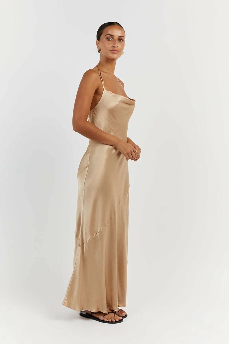 DISSH CHARLI GOLD SATIN MIDI DRESS 3 DISSH CHARLI GOLD SATIN MIDI DRESS - Image 3