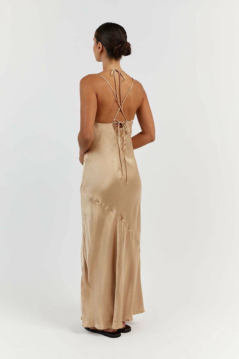 DISSH CHARLI GOLD SATIN MIDI DRESS 4 DISSH CHARLI GOLD SATIN MIDI DRESS - Image 4