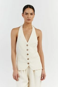 DISSH KAI OFF WHITE HALTER VEST