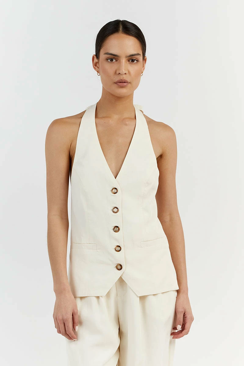 DISSH KAI OFF WHITE HALTER VEST 1 DISSH KAI OFF WHITE HALTER VEST