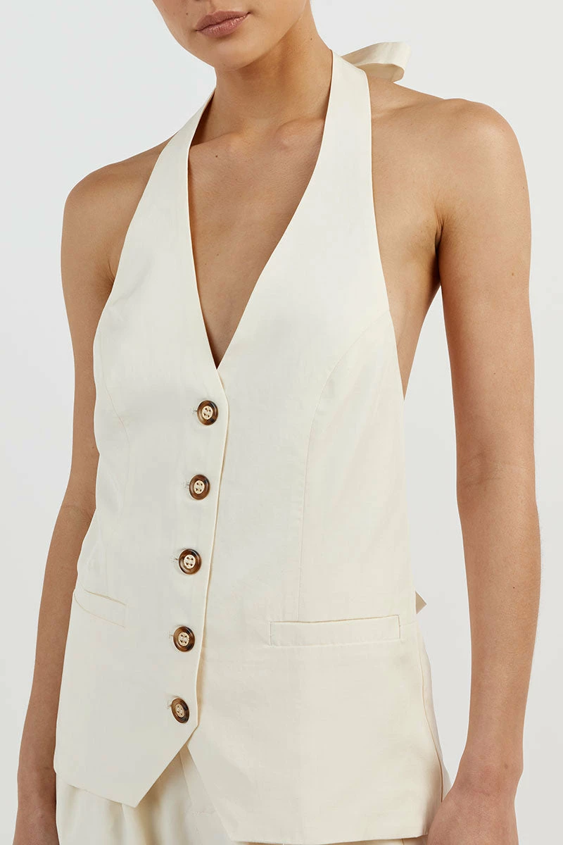 DISSH KAI OFF WHITE HALTER VEST 3 DISSH KAI OFF WHITE HALTER VEST - Image 3