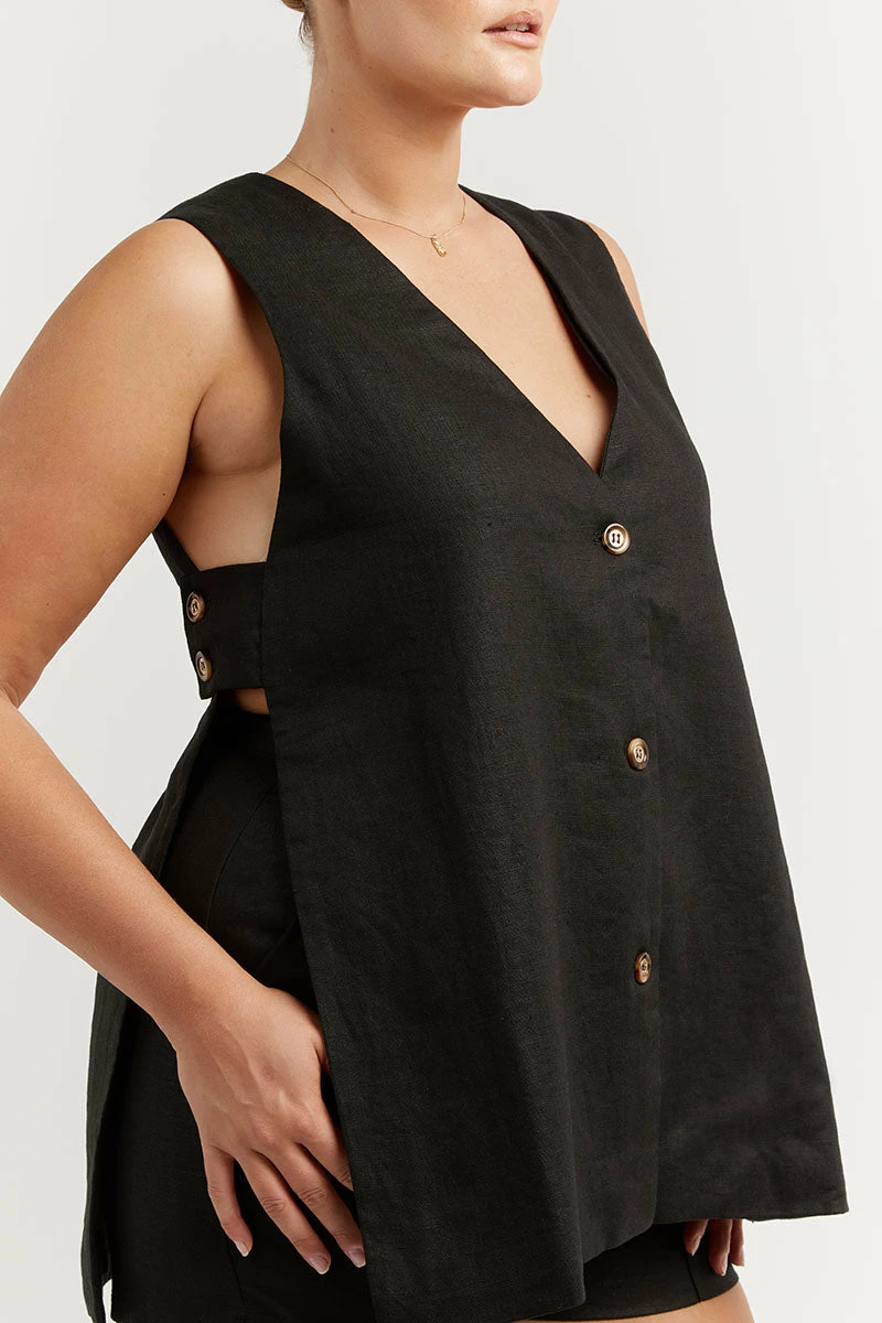 DISSH LOGAN BLACK LINEN LONGLINE TOP 10 DISSH LOGAN BLACK LINEN LONGLINE TOP - Image 10