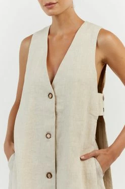 DISSH LOGAN NATURAL LINEN LONG LINE TOP 9 DISSH LOGAN NATURAL LINEN LONG LINE TOP -DISSH all-clothing Shop DNP02001NAT.150 14