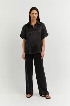 DISSH EVANS BLACK SILK VACATION SHIRT -DISSH all-clothing Shop DNP03056BK.600