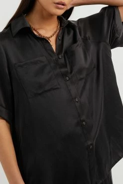 DISSH EVANS BLACK SILK VACATION SHIRT -DISSH all-clothing Shop DNP03056BK.600 4