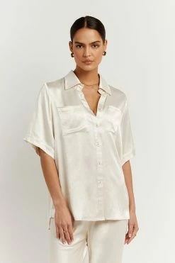 DISSH SIMONE PEARL SATIN VACATION SHIRT