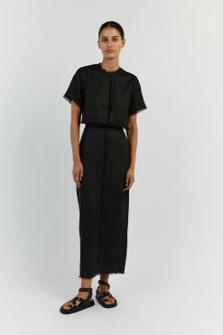 DISSH GEORGIE BLACK LINEN FRINGE CROP TOP 18 DISSH GEORGIE BLACK LINEN FRINGE CROP TOP -DISSH all-clothing Shop DNP04094BK.600 10