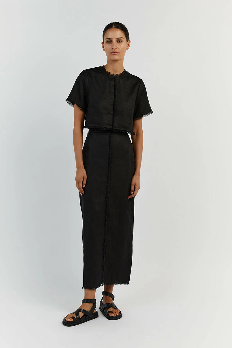 DISSH GEORGIE BLACK LINEN FRINGE CROP TOP 7 DISSH GEORGIE BLACK LINEN FRINGE CROP TOP - Image 7