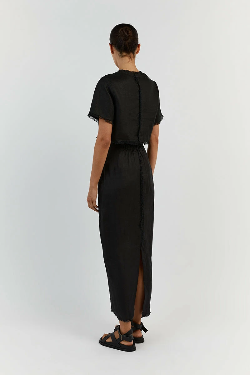 DISSH GEORGIE BLACK LINEN FRINGE CROP TOP 10 DISSH GEORGIE BLACK LINEN FRINGE CROP TOP - Image 10
