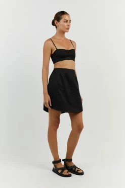 DISSH VIENNA BLACK LINEN MINI SKIRT -DISSH all-clothing Shop DNP05028BK.600 12