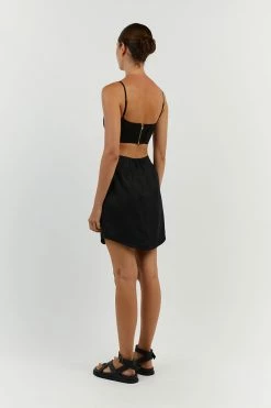 DISSH VIENNA BLACK LINEN MINI SKIRT -DISSH all-clothing Shop DNP05028BK.600 13