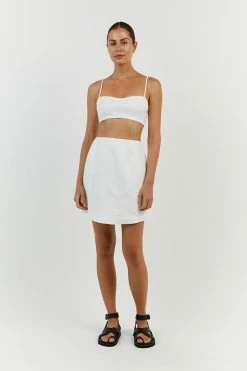 DISSH VIENNA WHITE LINEN MINI SKIRT
