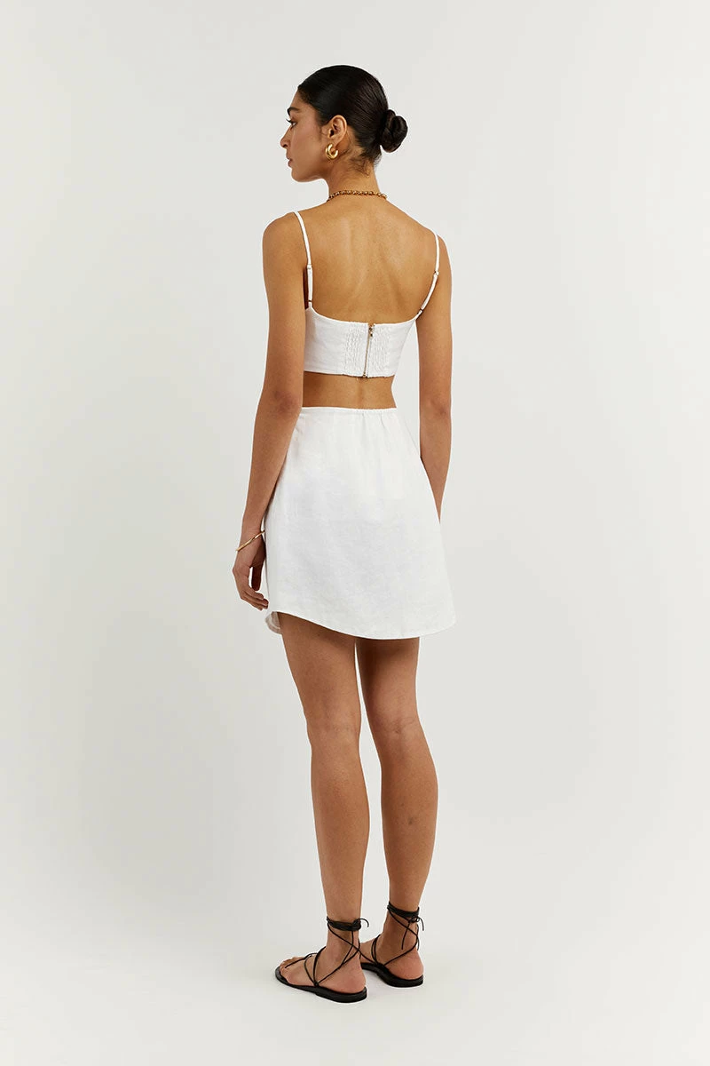 DISSH VIENNA WHITE LINEN CURVED CROP TOP 5 DISSH VIENNA WHITE LINEN CURVED CROP TOP - Image 5