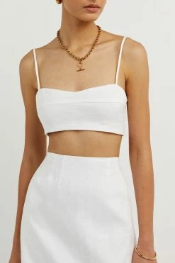 DISSH VIENNA WHITE LINEN CURVED CROP TOP 16 DISSH VIENNA WHITE LINEN CURVED CROP TOP -DISSH all-clothing Shop DNP05028WE.100 4 74792175 bf62 4718 a4f5 208ade8f2ee1