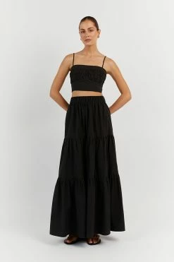 DISSH ELSA BLACK COTTON LONG SKIRT -DISSH all-clothing Shop DNP05034BK.600 11