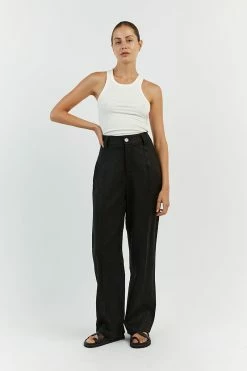 DISSH LOGAN BLACK LINEN PANT