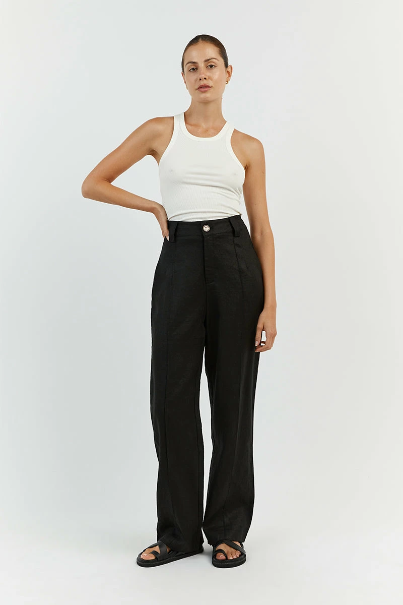 DISSH LOGAN BLACK LINEN PANT 1 DISSH LOGAN BLACK LINEN PANT
