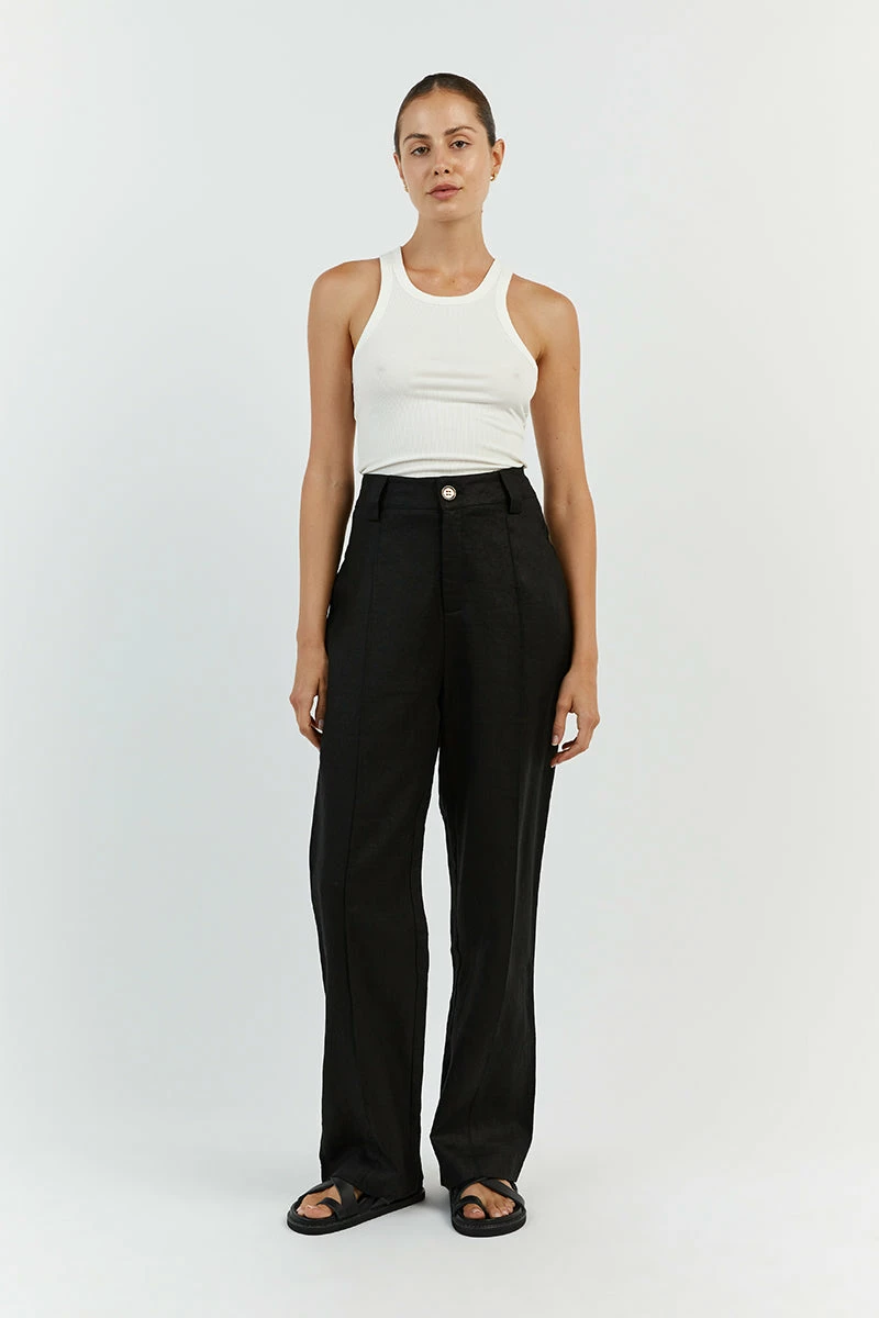 DISSH LOGAN BLACK LINEN PANT 2 DISSH LOGAN BLACK LINEN PANT - Image 2