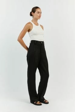 DISSH LOGAN BLACK LINEN PANT 7 DISSH LOGAN BLACK LINEN PANT -DISSH all-clothing Shop DNP1002BK.600 12