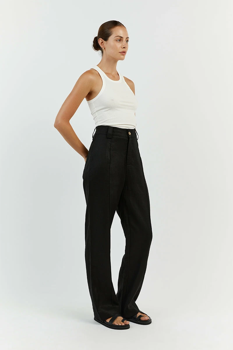 DISSH LOGAN BLACK LINEN PANT 3 DISSH LOGAN BLACK LINEN PANT - Image 3