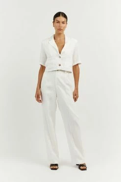 DISSH LOGAN OFF WHITE LINEN PANT