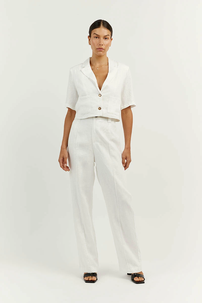 DISSH LOGAN OFF WHITE LINEN PANT 1 DISSH LOGAN OFF WHITE LINEN PANT