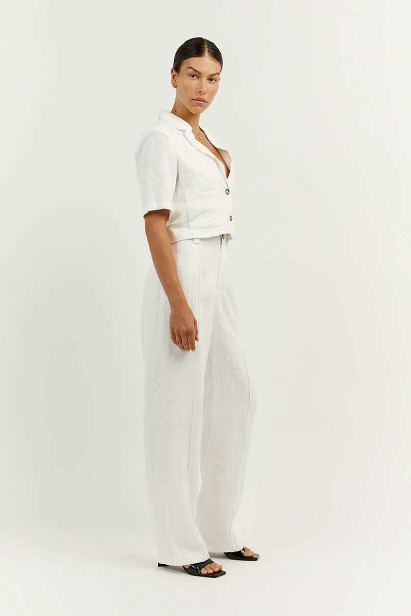 DISSH LOGAN OFF WHITE LINEN PANT 2 DISSH LOGAN OFF WHITE LINEN PANT - Image 2
