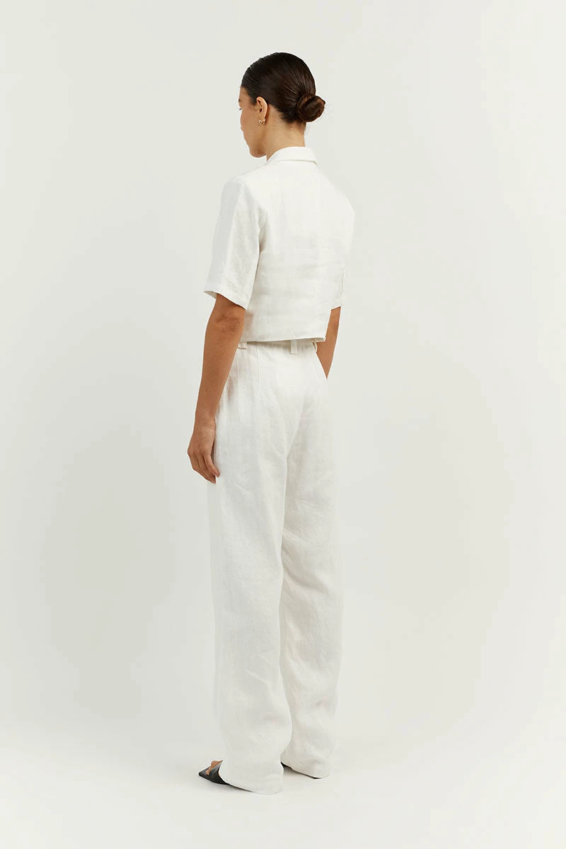 DISSH LOGAN OFF WHITE LINEN PANT 3 DISSH LOGAN OFF WHITE LINEN PANT - Image 3