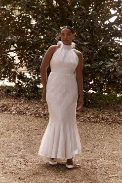 DISSH AISLE WHITE LINEN HIGH NECK DRESS -DISSH all-clothing Shop DNP11121WE.100 15