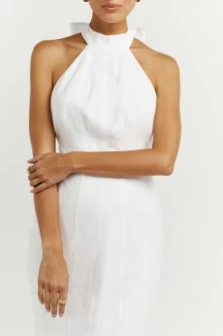 DISSH AISLE WHITE LINEN HIGH NECK DRESS -DISSH all-clothing Shop DNP11121WE.100 5