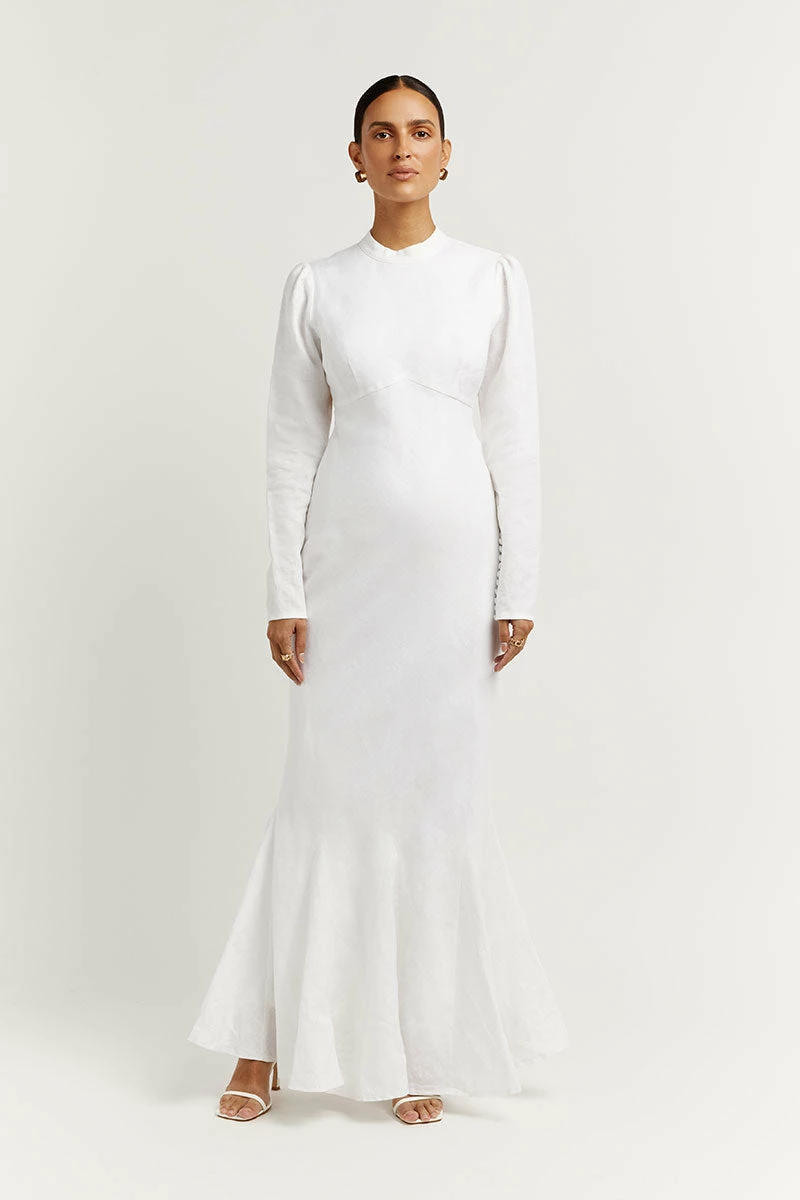 DISSH AISLE WHITE LINEN SLEEVE MIDI DRESS 2 DISSH AISLE WHITE LINEN SLEEVE MIDI DRESS - Image 2