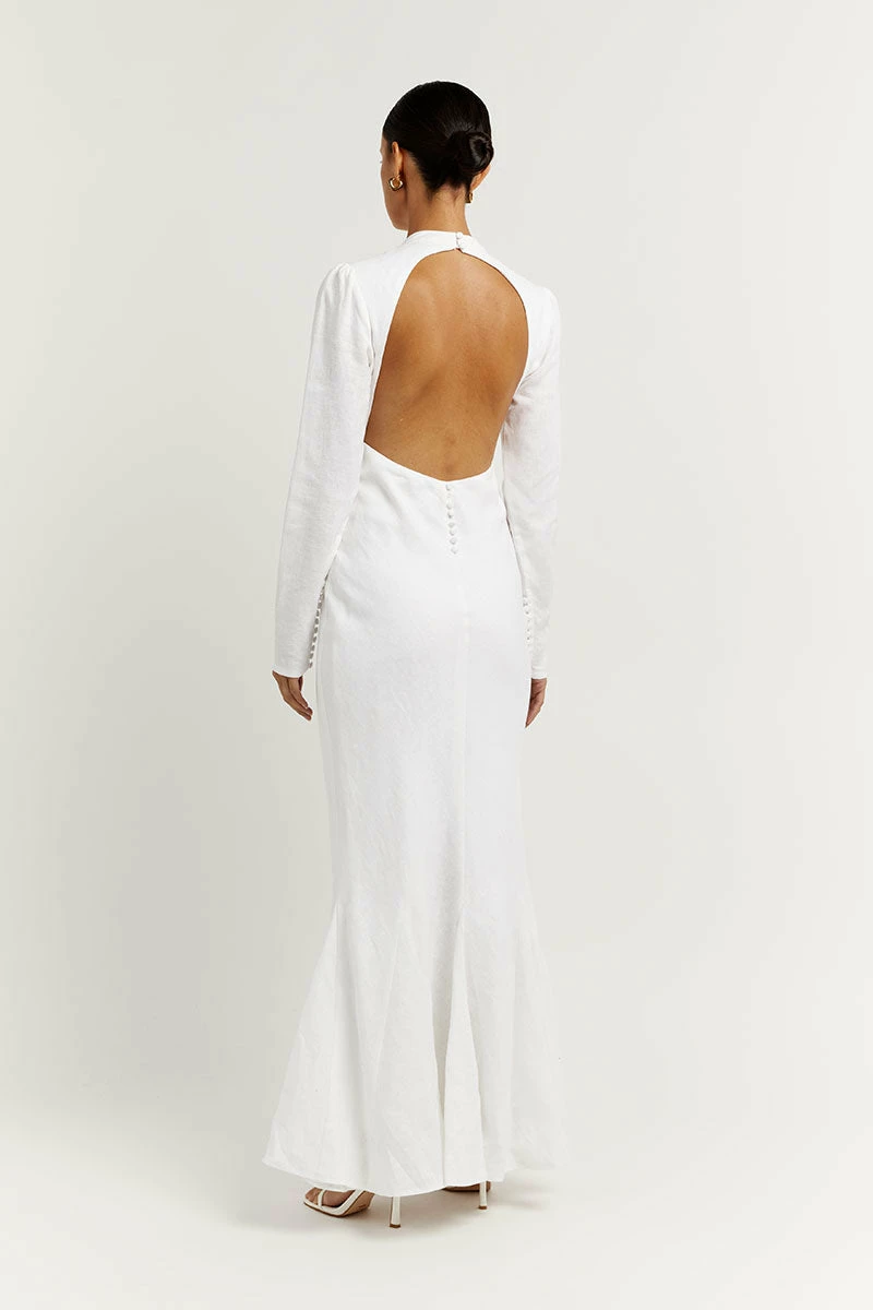 DISSH AISLE WHITE LINEN SLEEVE MIDI DRESS 4 DISSH AISLE WHITE LINEN SLEEVE MIDI DRESS - Image 4