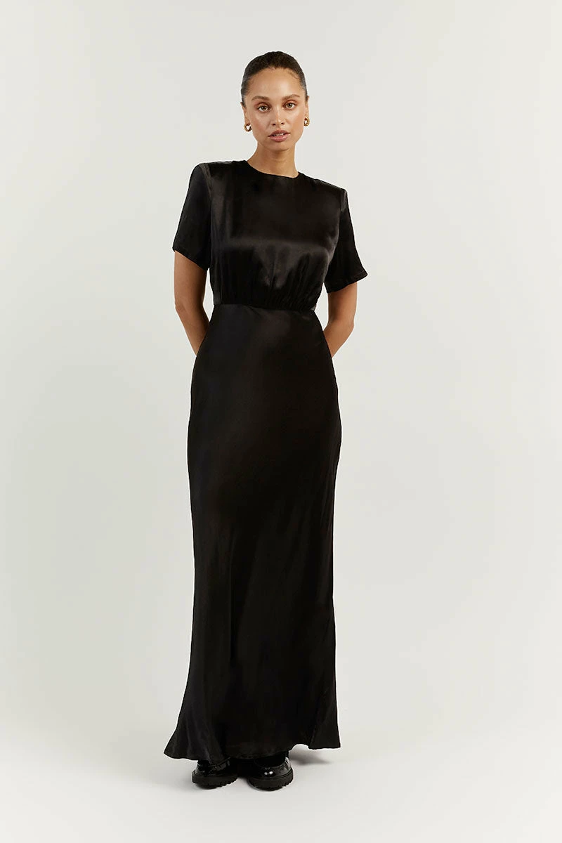 DISSH ANABELLE BLACK SATIN MIDI DRESS 2 DISSH ANABELLE BLACK SATIN MIDI DRESS - Image 2