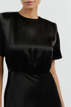 DISSH ANABELLE BLACK SATIN MIDI DRESS 9 DISSH ANABELLE BLACK SATIN MIDI DRESS -DISSH all-clothing Shop DNP11171BK.600 4