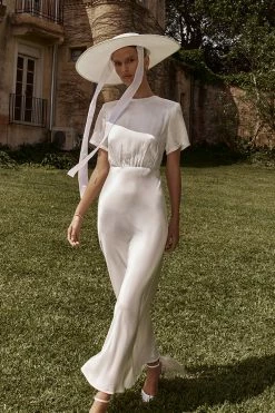 DISSH AISLE WHITE SATIN MIDI DRESS 11 DISSH AISLE WHITE SATIN MIDI DRESS -DISSH all-clothing Shop DNP11171WE.100