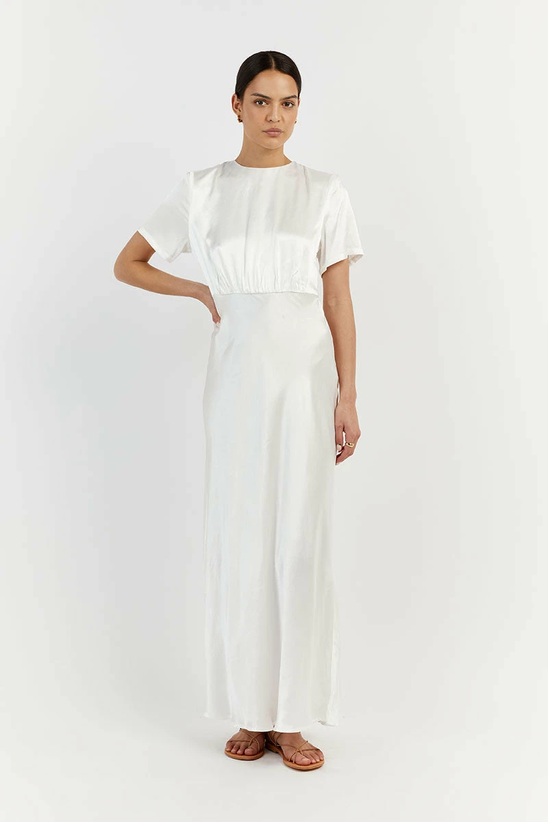 DISSH AISLE WHITE SATIN MIDI DRESS 2 DISSH AISLE WHITE SATIN MIDI DRESS - Image 2