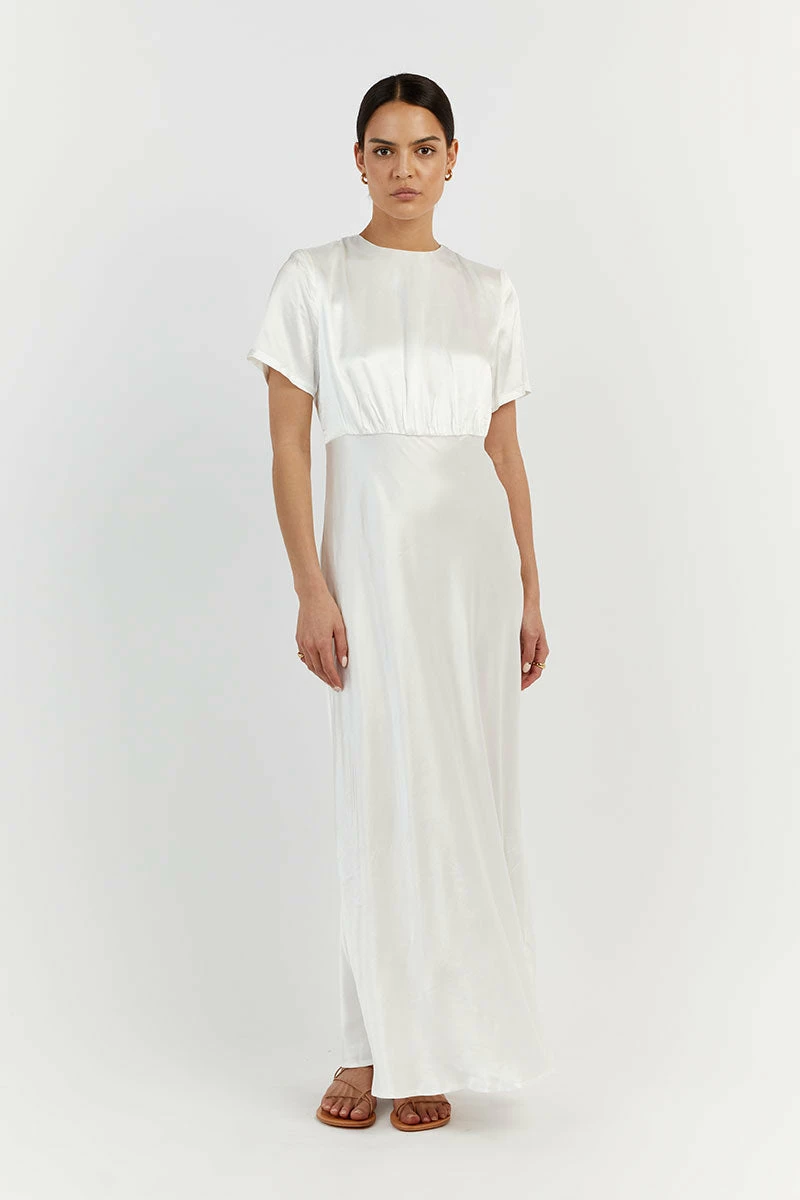 DISSH AISLE WHITE SATIN MIDI DRESS 3 DISSH AISLE WHITE SATIN MIDI DRESS - Image 3
