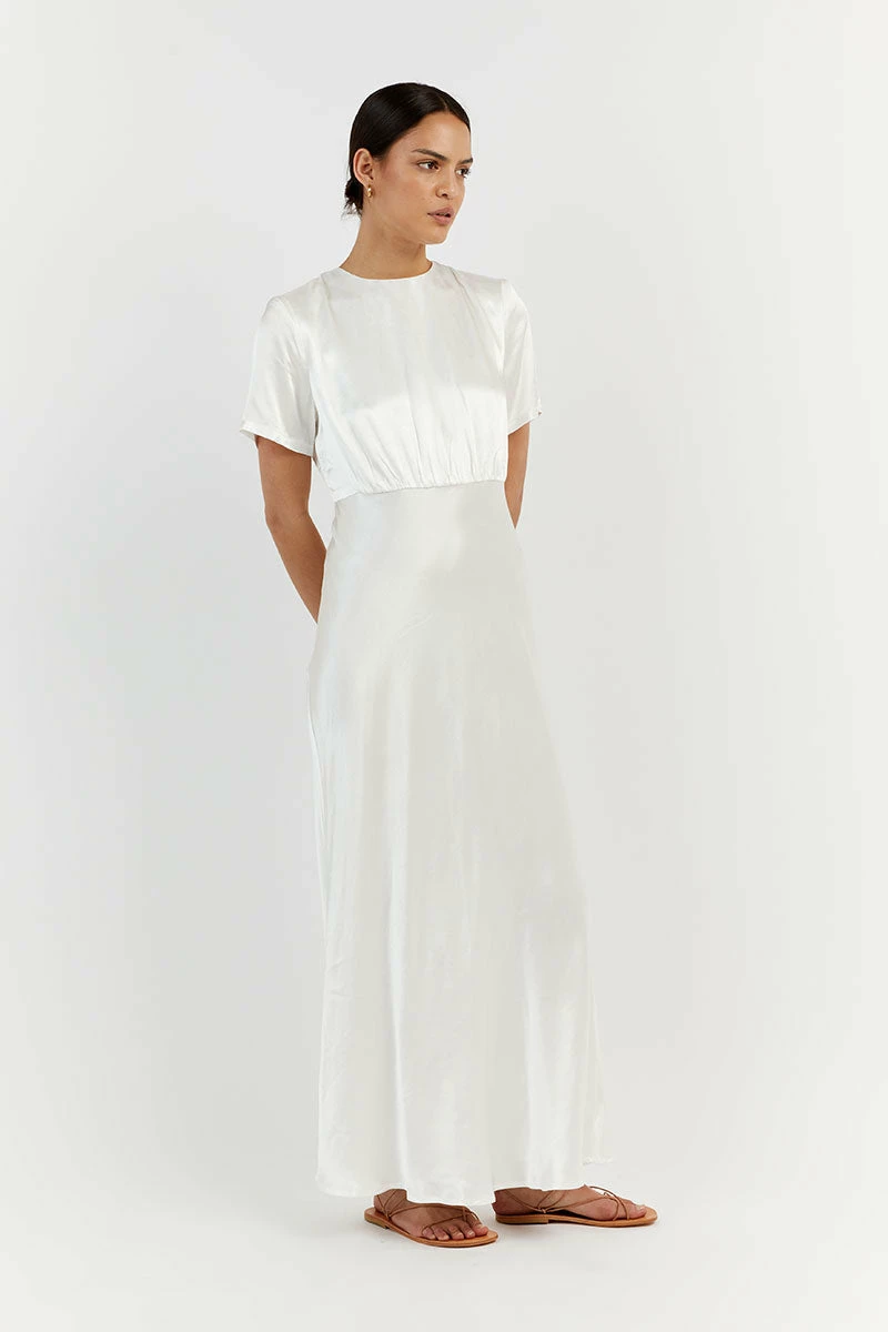 DISSH AISLE WHITE SATIN MIDI DRESS 4 DISSH AISLE WHITE SATIN MIDI DRESS - Image 4