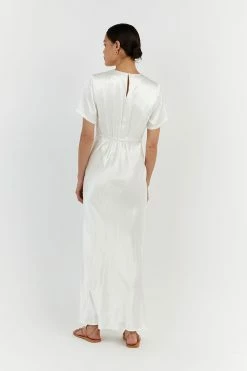 DISSH AISLE WHITE SATIN MIDI DRESS 10 DISSH AISLE WHITE SATIN MIDI DRESS -DISSH all-clothing Shop DNP11171WE.100 13