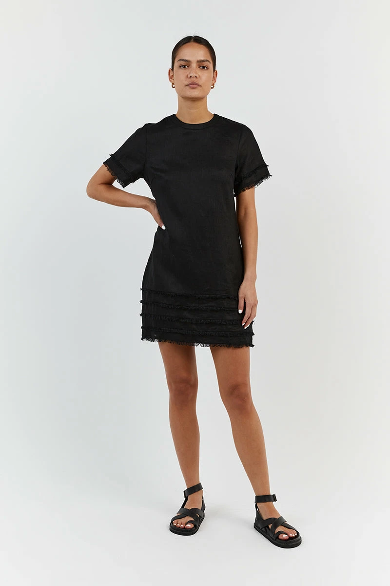 DISSH GEORGIE BLACK LINEN MINI DRESS 1 DISSH GEORGIE BLACK LINEN MINI DRESS
