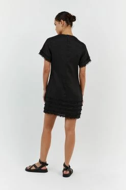 DISSH GEORGIE BLACK LINEN MINI DRESS 6 DISSH GEORGIE BLACK LINEN MINI DRESS -DISSH all-clothing Shop DNP11176BK.600 13