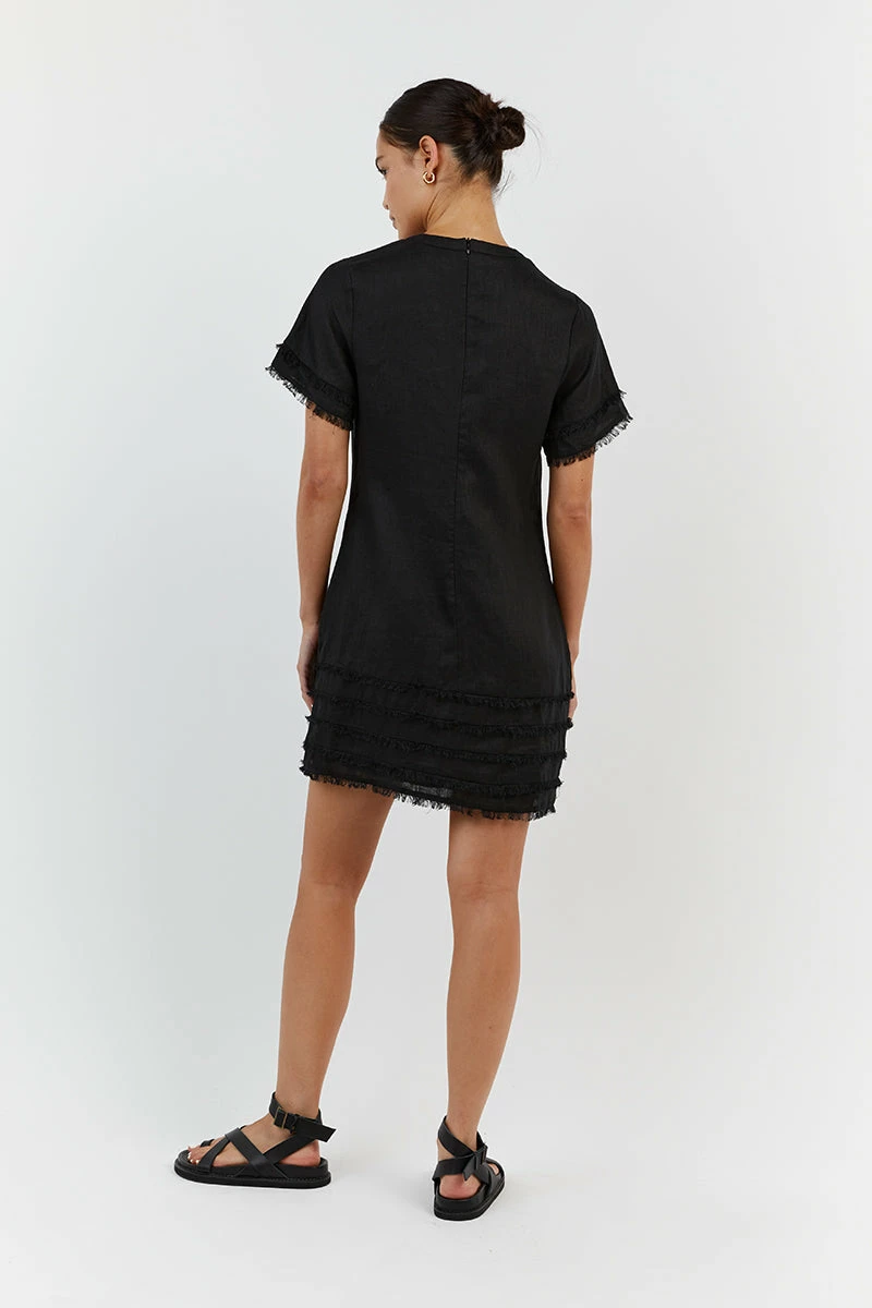 DISSH GEORGIE BLACK LINEN MINI DRESS 3 DISSH GEORGIE BLACK LINEN MINI DRESS - Image 3