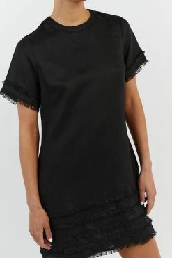 DISSH GEORGIE BLACK LINEN MINI DRESS 7 DISSH GEORGIE BLACK LINEN MINI DRESS -DISSH all-clothing Shop DNP11176BK.600 14