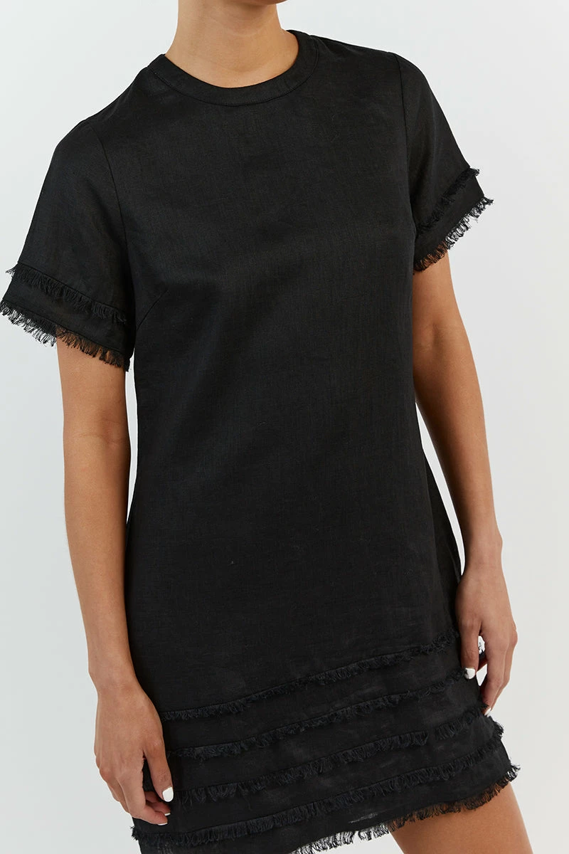DISSH GEORGIE BLACK LINEN MINI DRESS 4 DISSH GEORGIE BLACK LINEN MINI DRESS - Image 4
