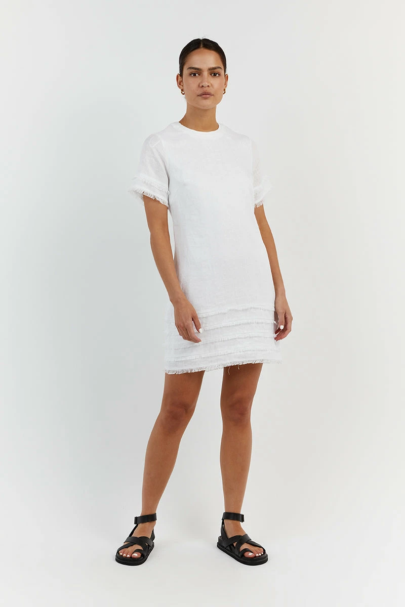 DISSH GEORGIE WHITE LINEN MINI DRESS 1 DISSH GEORGIE WHITE LINEN MINI DRESS